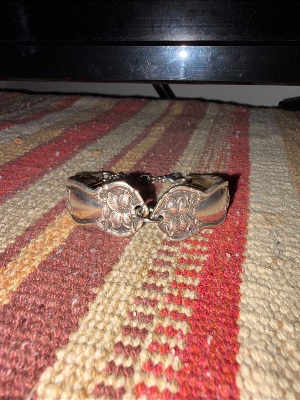 Vintage Floral Silver-Tone Spoon Bracelet - Women's Jewelry